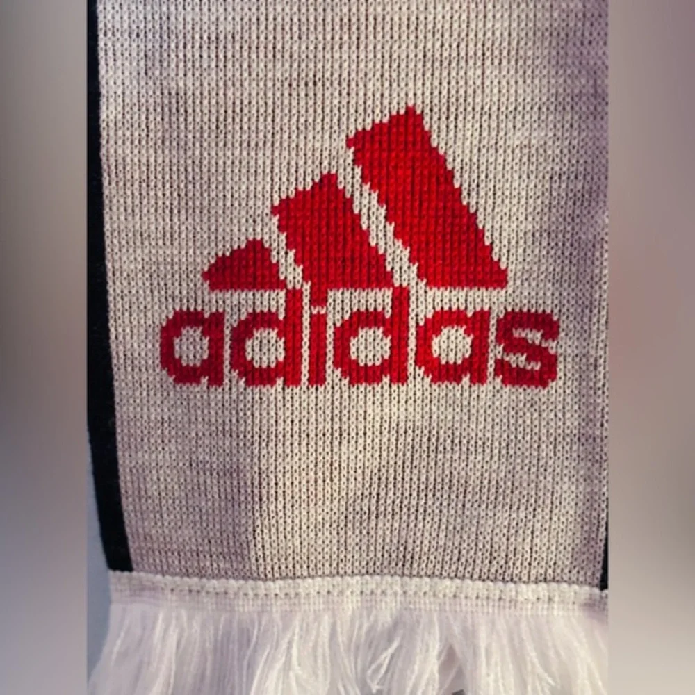 Adidas Manchester United Scarf Red Devils Soccer Fan Knit White Red Black Fringe